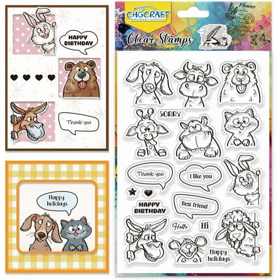 Hello Best Friend Clear Stamps Animal Transparent Silicone Stamps Cat Dog Silicone Clear Stamp Seals for Cards Stamps Making DIY Scrapbooking Photo Journal Album