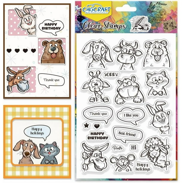 Hola, mejor amigo. Sellos transparentes de silicona con forma de animales: gato y perro.