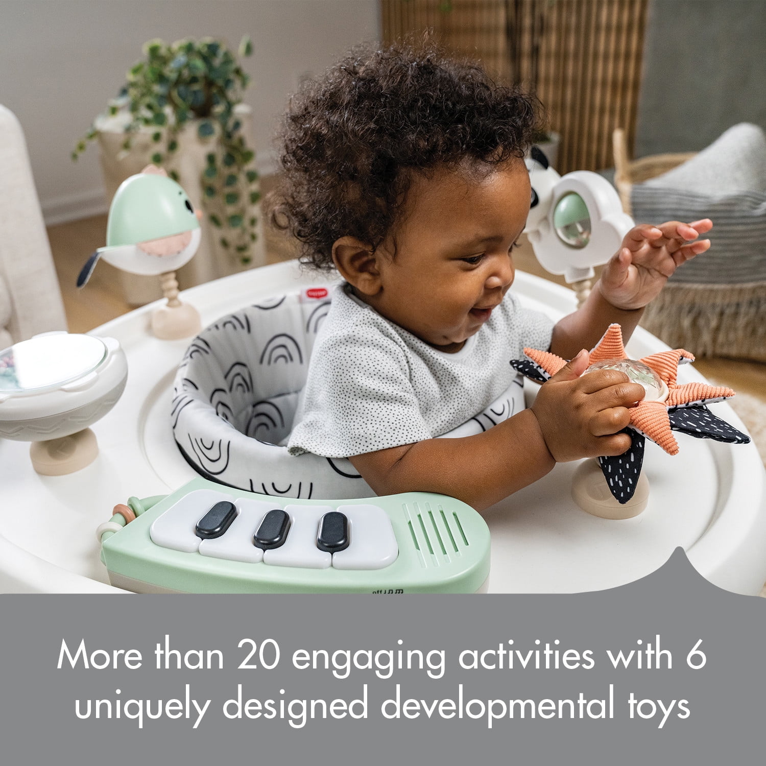 Tiny Love 5-in-1 Here I Grow Stationary Activity Center – Black & White Décor Collection