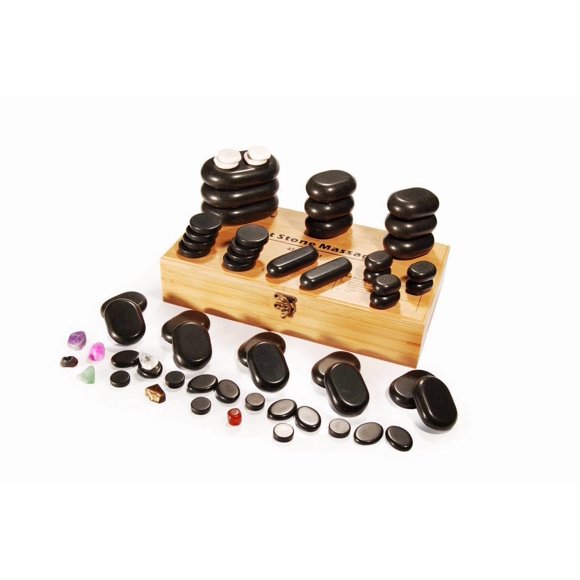 Master Massage 60 Piece Deluxe Hot Stone Set for a full body massage Black Lava vocano Basalt Rock