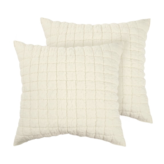 Levtex Home - Whisper Butter Euro Sham Set - 2 Euro Shams (26x26in.) - Textured Grid - Cotton - Inserts Not Included
