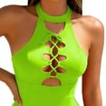 thumbnail image 4 of Lopeceal Women's Swimsuit One Piece Tummy Control Floral Bathing Backless High Neck Cutout Halter Swimwear, 4 of 5