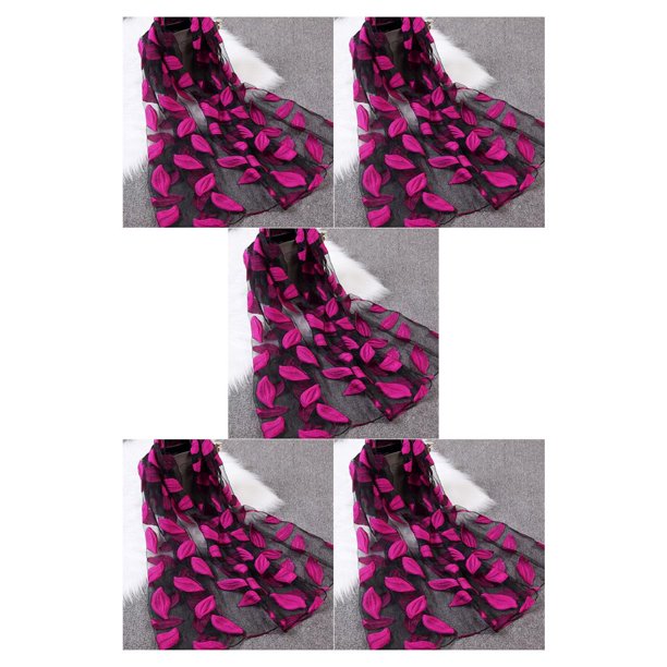 Sonducket Mujeres Niñas Hojas Jacquard Organza Bufanda Chales Verano Sombrilla Playa Bufandas Abrigos 65x170cm Type4 NO4 Sonducket CBP024392
