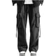 thumbnail image 2 of Pantalones largos de moda para hombre, color sólido, informales, elásticos, con cordones, holgados, deportivos, de trabajo, blusa para hombre, 2 of 4