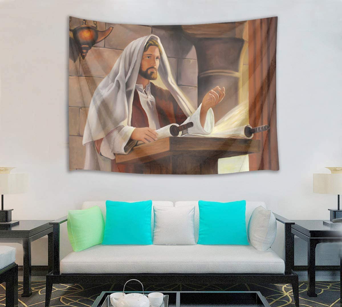 Church Jesus Tapestry Art Wall Hanging Sofa Table Bed Cover Home Decor 