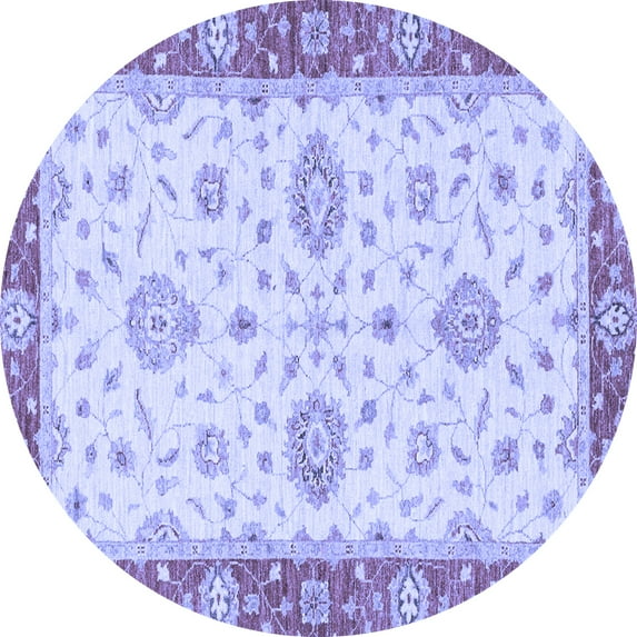 Ahgly Company Indoor Round Oriental Blue Traditional Area Rugs, 7' Round