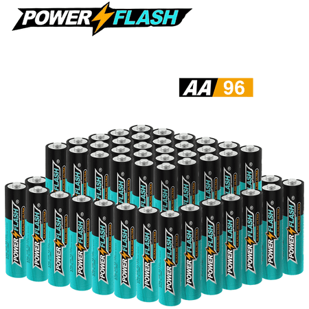 POWERFLASH AA - 96 Pack Batteries with Long-Lasting Power Leak-Resistant Design 10-Year Freshness Guarantee Alkaline Premium Batteries for TV Remotes Keyboards Wireless Mice