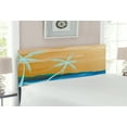 thumbnail image 2 of Beach Headboard, Illustration of Hammock in the Tropical Sandy Beach with Exotic Color Ocean Print, Upholstered Decorative Metal Bed Headboard with Memory Foam, Full Size, Navy Cream, by Ambesonne, 2 of 4