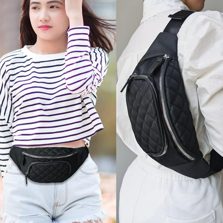Crossbody Fanny Pack for Women Fashionable Waist Pack Cute Belt Bags for Teen Girls Gifts Bum Bag Fashion Fannie Pack for Travel Running Walking Carrying All Phones Wallet Black Walmart