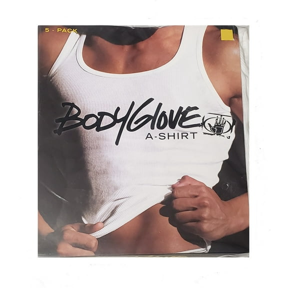 Body Glove Men's 5 Pack Ribbed 100% Cotton Tanks A-Shirt, White, Size LARGE