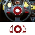 thumbnail image 1 of Real Bright Soft Car Interior Carbon Fiber Sticker Decoration3Pcs Red Carbon Fiber Interior Steering Wheel Accent Cover For Fiat 500Auto Car Protection Interior Accessories, 1 of 9