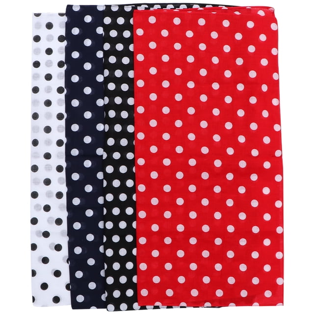 4 pañuelos de algodón con estampado de puntos para la cabeza, estilo hip hop, para hombre y mujer (rojo, negro, blanco y azul marino)
