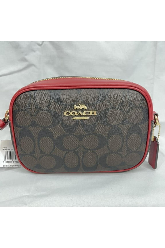 Pre-Owned COACH Signature Mini Jamie Camera Bag Shoulder Red