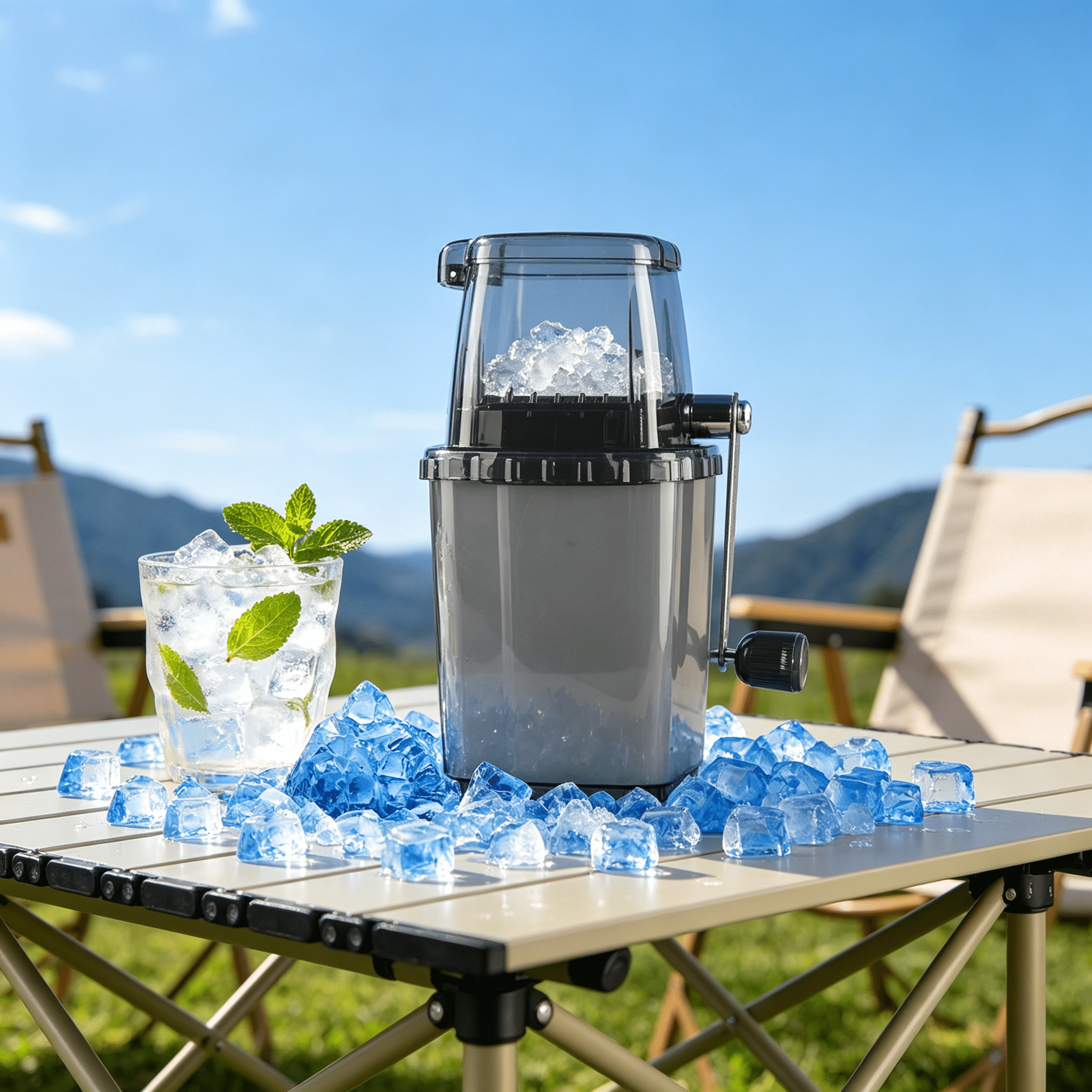 CURYMAY 2026 New Hand Crank Ice Crusher,Ice Shaver for Coarse Or Fine Ice,Portable Ice Crusher for Drinks,Snow Cones,Slushies,Mini Ice Machine for Home Bar and Party