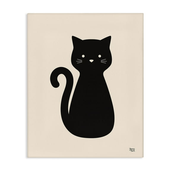 Stupell Industries Feline Grace Black Cat Animals Painting Wrapped Canvas Art Print Wall Art, 16 x 20