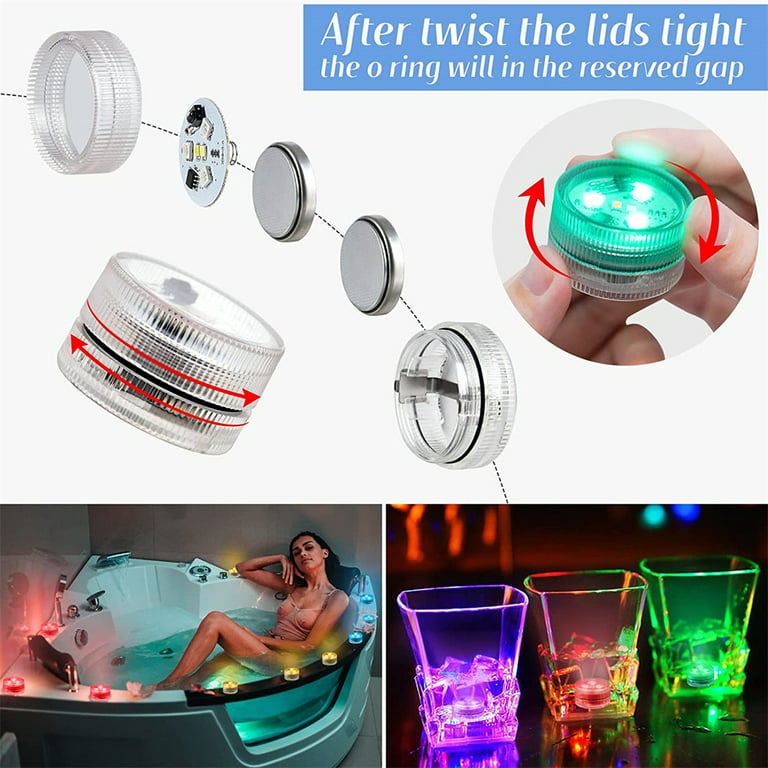 Buy Mini Submersible Led Lights with Remotes, Waterproof RGB Color