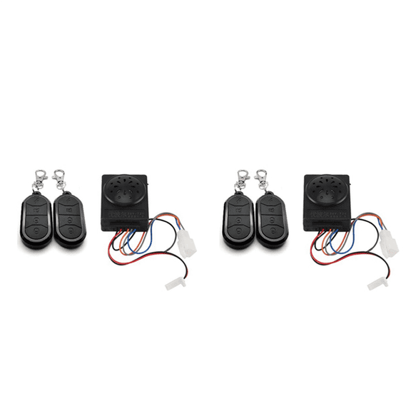 2X Ebike Alarm System Dual Remote Control 36V 48V 60V 72V for Electric Bicycle/Scooter Ebike/Brushless Controller,2 x alarm 4 x Remote control,black