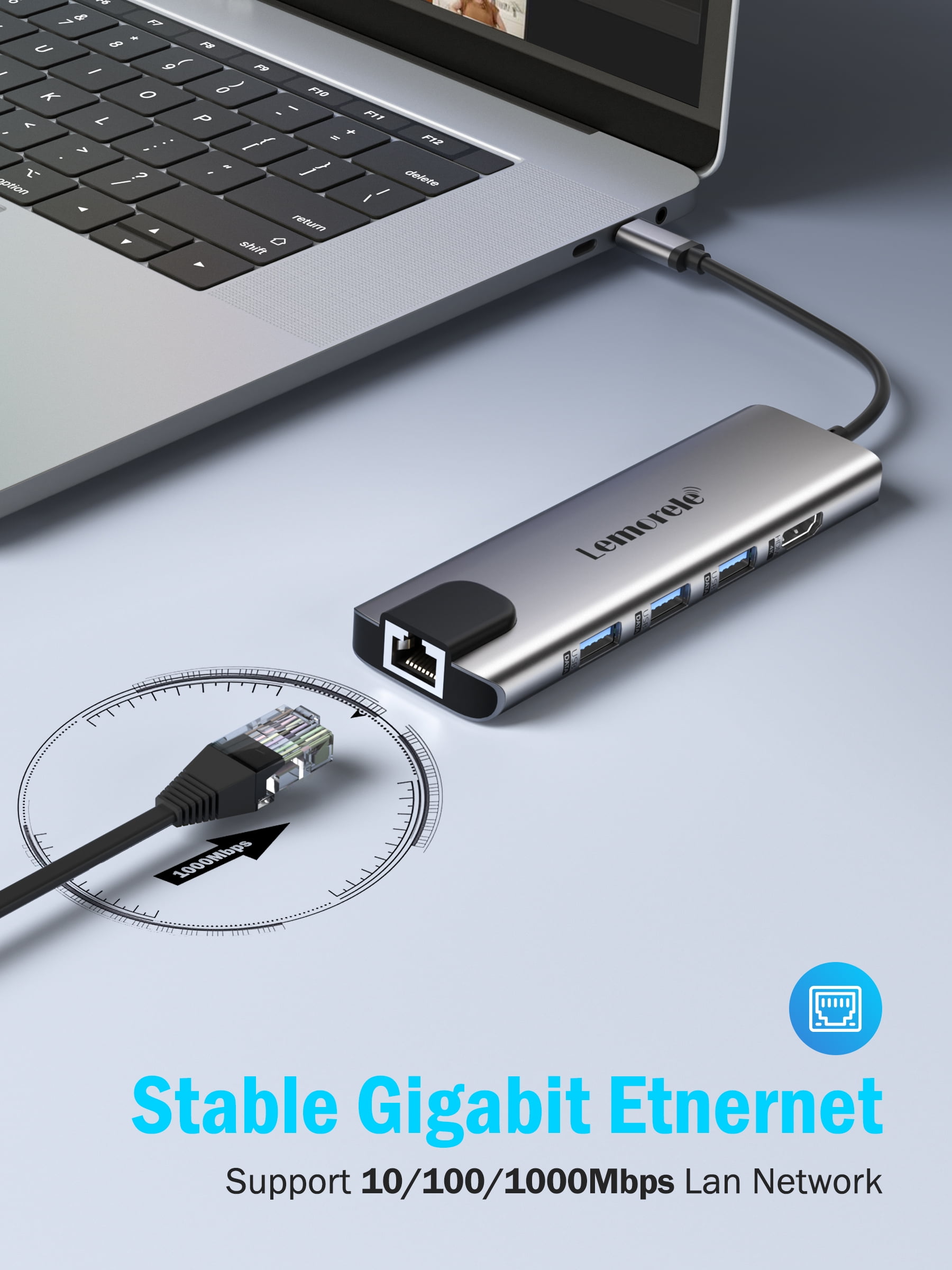 Lemorele 9 in 1 Laptops Docking Station with Gigabit Ethernet, 100W PD Charging, 4K HDMI, 5Gbps USB C/A Data Port,SD/TF Card Reader,Multiport Adapter USB C Hub for MacBook, Windows