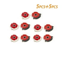 Designice 10-Pack Brooch,Poppy Flower Cute Pins Set,Alloy Memorial Brooches for Women,Red and Black