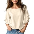 thumbnail image 2 of IUYRTFE Women's Crew Neck Batwing Sleeve Top Loose Fit Casual Summer Blouse, 2 of 5