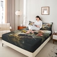 thumbnail image 4 of Castle Fairy Safari Eagle Twin Sheet Sets 3pcs for Boys Girls,USA Flag Twin Fitted Sheet Microfiber,Vintage Aesthetic Breathable Flat Sheet,Super Cozy Room Decor, 4 of 7