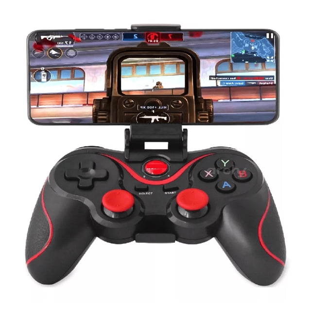 Control Bluetooth Android Pc Con Soporte, Negro/Rojo