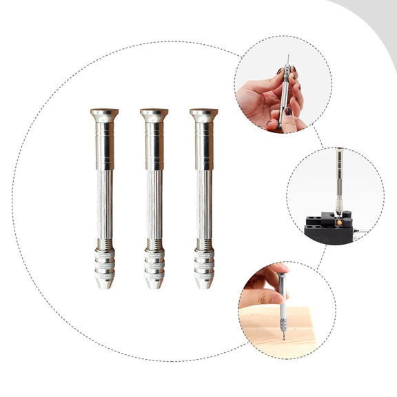 LOLIPPYY 1 Set Manual Hand Drill for Woodworking Mini Tool for DIY Projects and Home Use 3pcs