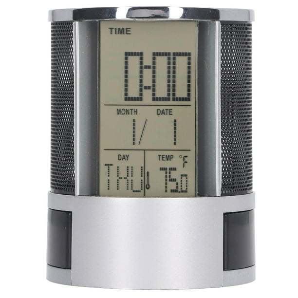 Soporte para bolígrafo con reloj despertador con calendario soporte para bolígrafo con reloj despertador Digital negro pantalla LCD multifuncional para oficina ANGGREK Otros