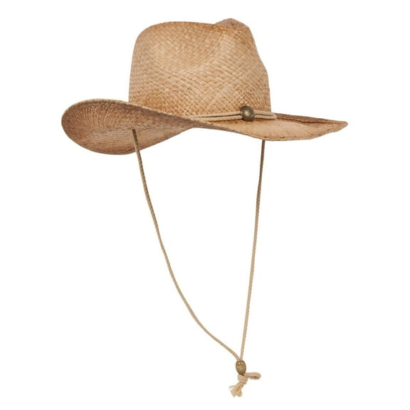 Raffia Western Cowboy Hat - Tea Stain