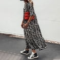 thumbnail image 2 of Leopard Print V-Neck Summer Dress Women Loose Casual Fit And Flare Mid-calf Dresses 2021 New Fashion Long Sleeve Streetwear Robe, 2 of 2