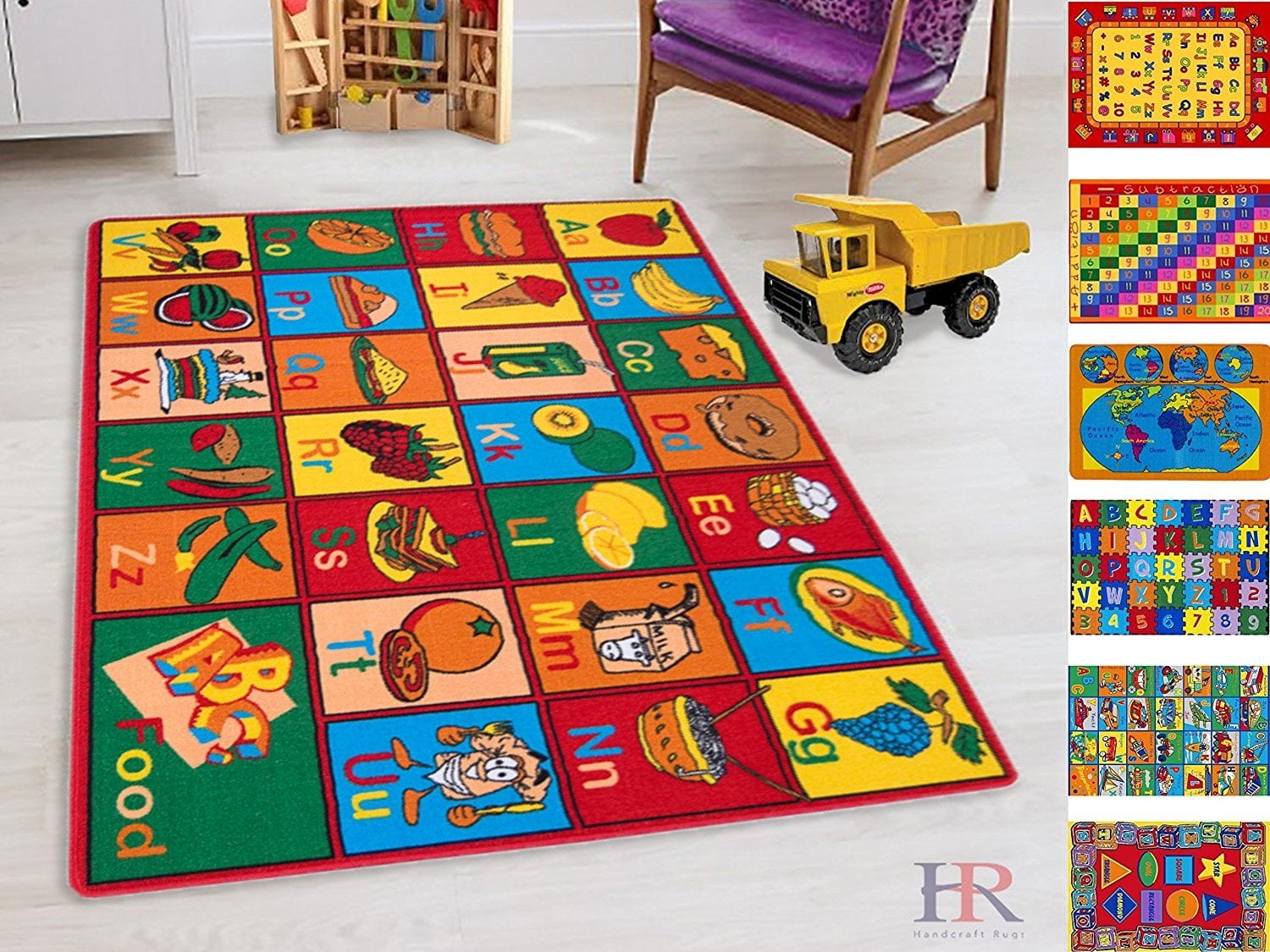 Handcraft RugsKids Rugs Educational Learning ABC Food / Fruits Rubber