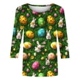 thumbnail image 5 of Xdegoge Easter Day Womens Tops Egg Floral Tee Colorful Pattern 3/4 Sleeve Holiday Casual Cute Holiday Celebration Shirt, 5 of 6
