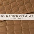 thumbnail image 4 of Dual-Sided Velvet Box-Stitched Heavyweight 3-Piece Full / Queen Quilt Set, Cognac, 4 of 6