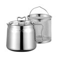 thumbnail image 2 of Sunjoy Tech 1.5/2L Stainless Steel Oil Filter Pot with Deep Fryer Basket Large Capacity Fine Mesh Strainer Bacon Grease Saver Oil Storage Container Kitchen Supplies, 2 of 8