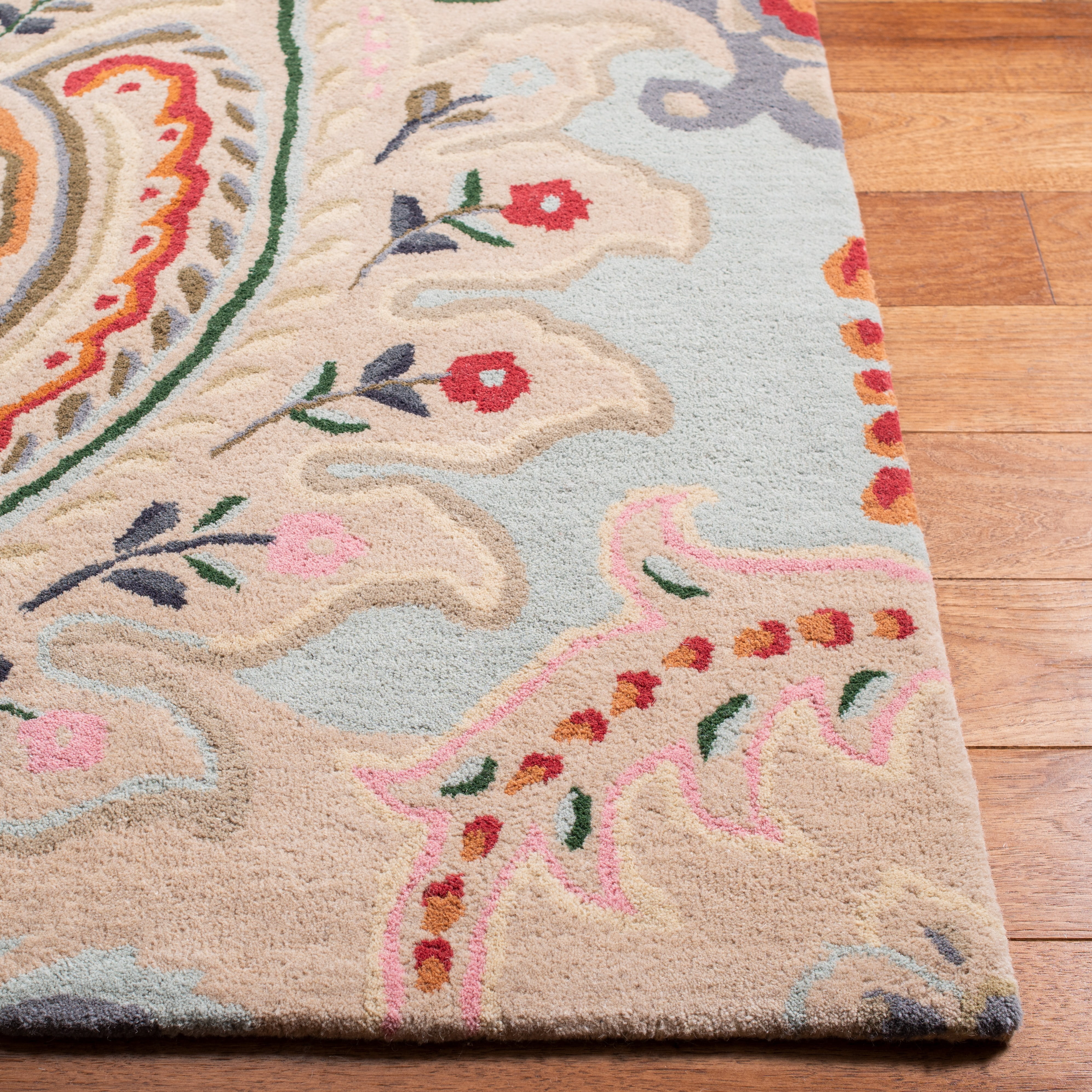 SAFAVIEH Bella Meriel Southwestern Wool Area Rug, Beige/Blue, 5' x 5' Square