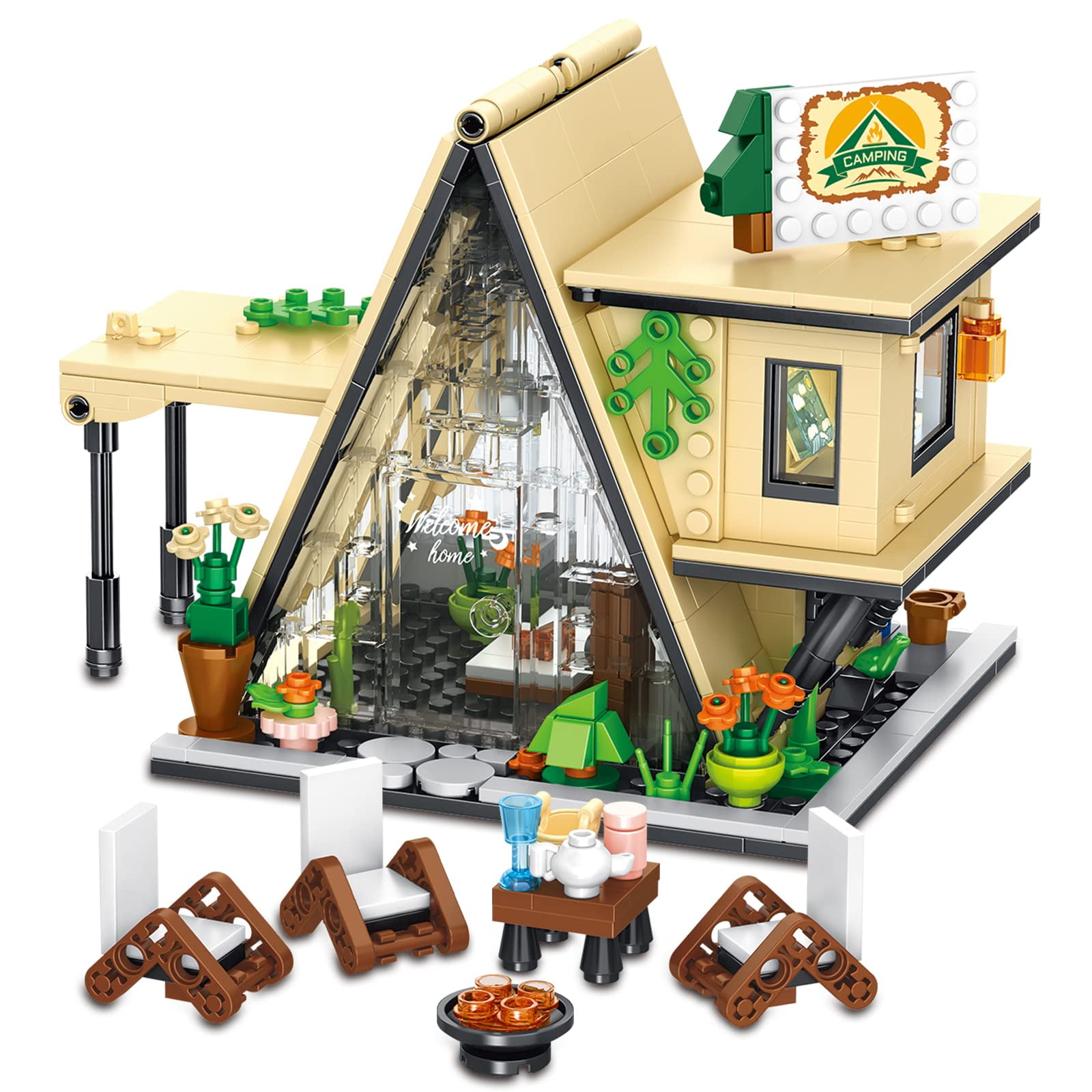 579 Pcs Glamping House Building Set Compatible Camping Friends Set Tents Creative Gift For Kids And Adult Walmart