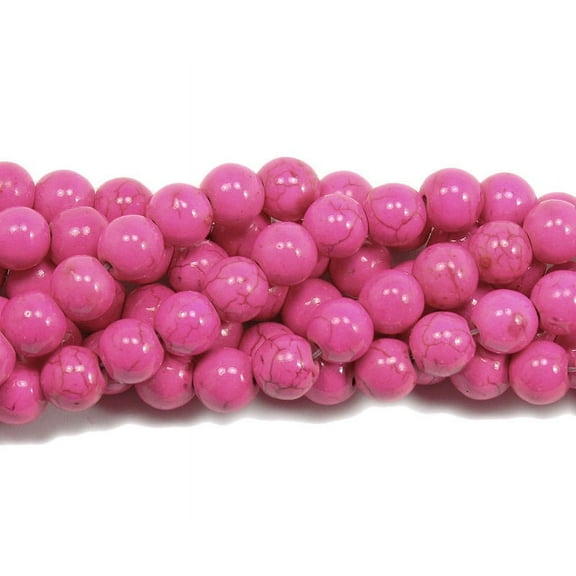 4mm 16 Inch Strand Deep Pink Howlite Round Beads Genuine Gemstone Natural Jewelry Making