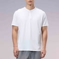 thumbnail image 5 of QQAMB Men's Tennis Shirts Plus Size Quick Dry Lightweight Collarless Short Sleeve Shirt for Men White 2XL, 5 of 8