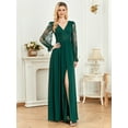 thumbnail image 3 of Wedding Dress Wedding Guest Dresses for Women Long-Sleeved Evening Dress Women's Banquet Sex Slit Skirt Long Bridesmaid Dress V-Neck Party Dress, 3 of 6