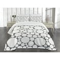 thumbnail image 3 of Ambesonne Geometric Quilted Bedspread Set 3 Pcs, Grey White Circle, King Size, Dark Grey White, 3 of 5