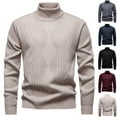 thumbnail image 2 of ZCFZJW Mens Turtlneck Sweaters Trendy Fall Long Sleeve Cable Knit Pullover Sweater Tops Lightweight Dressy Work Business Knitwear Wine XXXL, 2 of 5