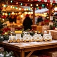 thumbnail image 2 of White Gold Christmas Wooden Mini Train Tabletop Ornament, 4-Car Connected Train Decor with Snowman Bear Figurines for Xmas Home Mantel & Table Decor, 2 of 5