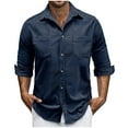 thumbnail image 2 of Mens Sweatshirt Under $10 Men's Casual Button Down Shirts Long Sleeve Textured Wrinkle Free Untucked Shirt with Pocket Slim Fit Business Office Shirts, 2 of 7