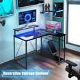 thumbnail image 6 of SULIVES L-Shaped Gaming Desk: 42'' Corner Computer Desk with LED Lights, Outlets, Shelves, and USB Charging Port - Black, 6 of 7