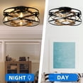 thumbnail image 3 of Dextrus 20'' Farmhouse Ceiling Fan with Lights Remote Control, Industrial Indoor/Outdoor Ceiling Fan Lighting with Reversible Motor, Flush Mount Ceiling Fan Lights, Cage Ceiling Fan, 6 Speed, Timing, 3 of 11