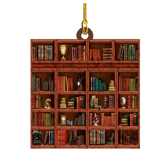 Hearth & Gear Bookshelf Books Book Pendant Decoration Hanging On The Tree Key Bag As A Bookmark Purpose Practical Strong Durable Mom Memorial Ornament Glass Stained Glass Panels Hanging Ornament