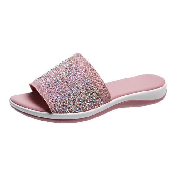 Pimfylm Indoor Slippers Women's Slide Sandals Slip On Flat Sandals Flip Flop Thong Sandals Casual Summer Sandals Pink 7.5