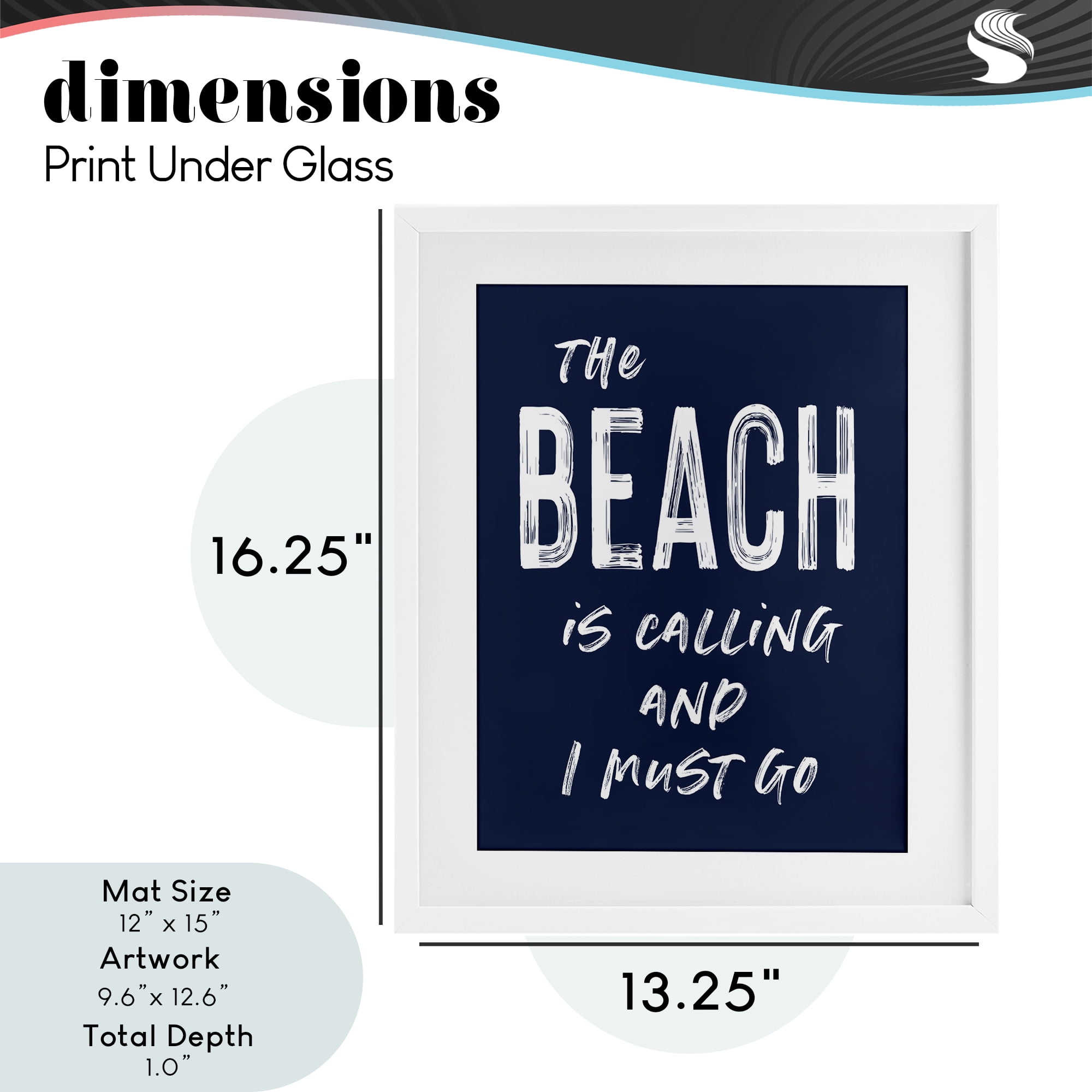 Beach Is Calling Summer Sentiment White Framed Print Under Glass, design by Lettered and Lined
