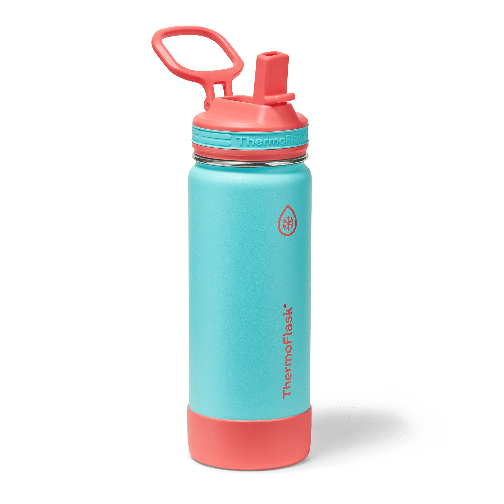 ThermoFlask 18 oz Kids Insulated, Stainless Steel Water Bottle, Leakproof Straw Lid, Rocket Blast