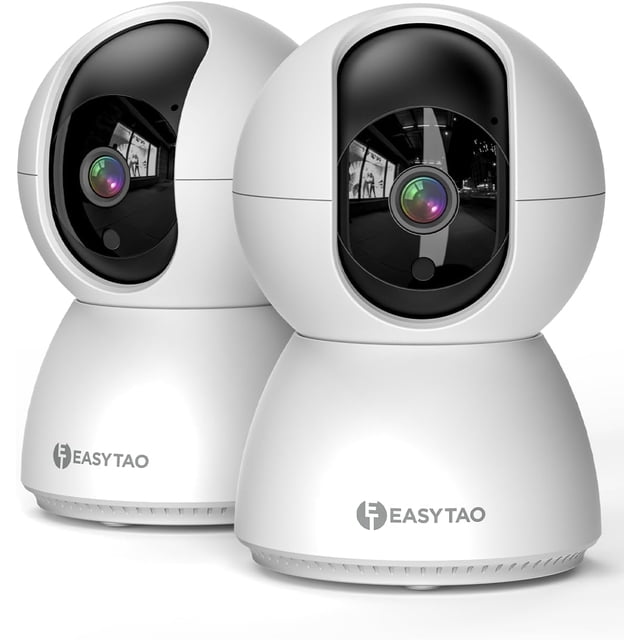 TV-628 Cámara de Seguridad Interior, 2K 3MP Cámara Alexa WiFi, iCSee O Tris Home App, Audio Bidireccional, Control Remoto, Detección de Movimiento, Visión Nocturna,Compatible con Alexa,TV-628(2 pcs)
